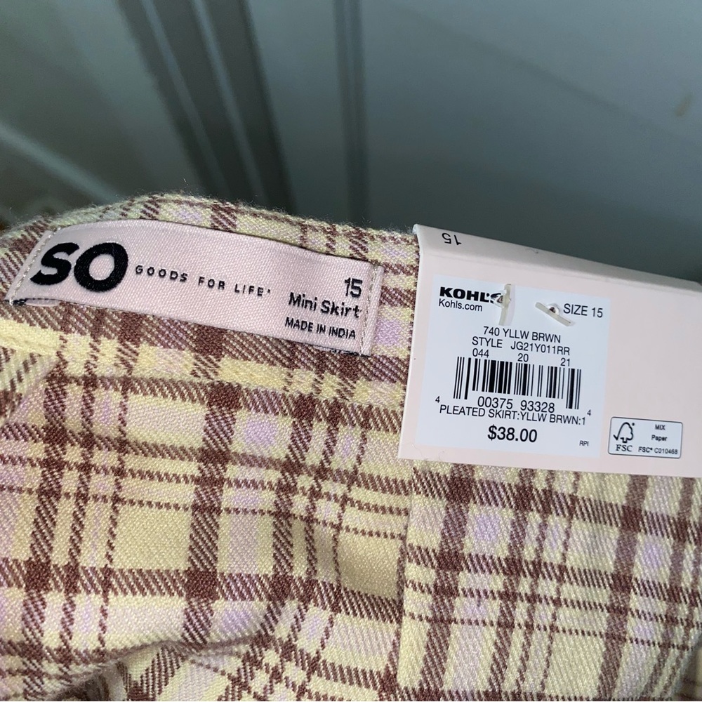 NWT GOODS FOR LIFE Junior ladies High Rise Plaid  Pleaded Skirt Size 15